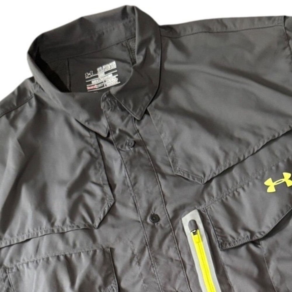 Under Armour Mens HeatGear Coldblack Fishing Shirt Gray 2XL Short Sleeve Loose